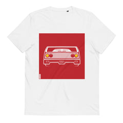 Unisex Organic Cotton Automotive T-Shirt / White on red spec