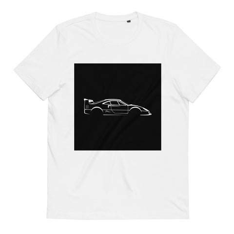 Unisex Organic Cotton Automotive T-shirt / White on Black Spec